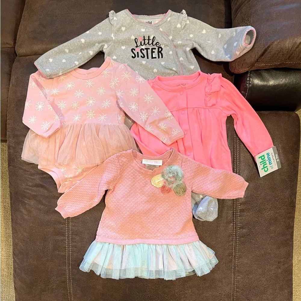 Girl 6-9 Month 4 Piece Long Sleeve Bundle